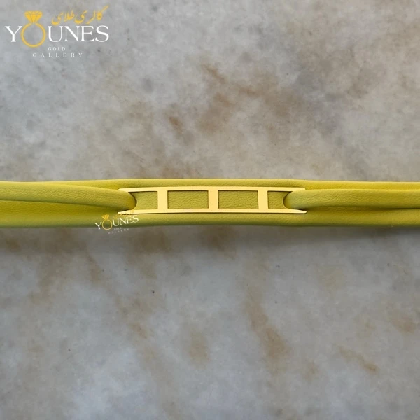 دستبند طلا زنانه چرمی مستطیل مینیمال L441